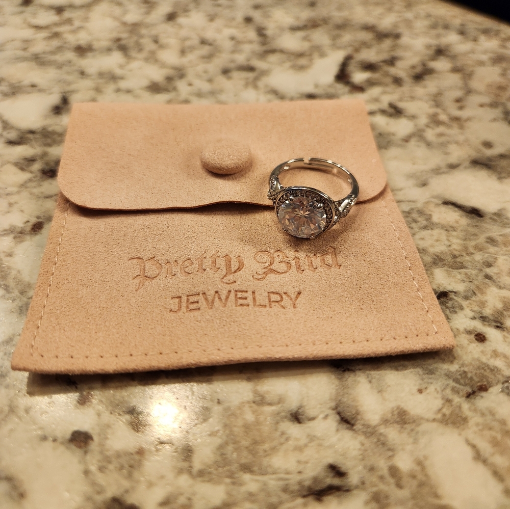 White gold plated adjustable ring